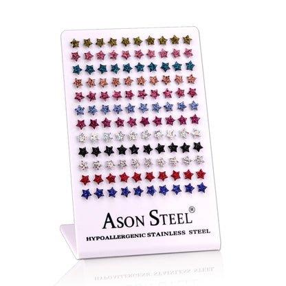 Steel Heart Studs with White Clay Multi-Color Mixed Earrings for Snapbacks asonjewelry