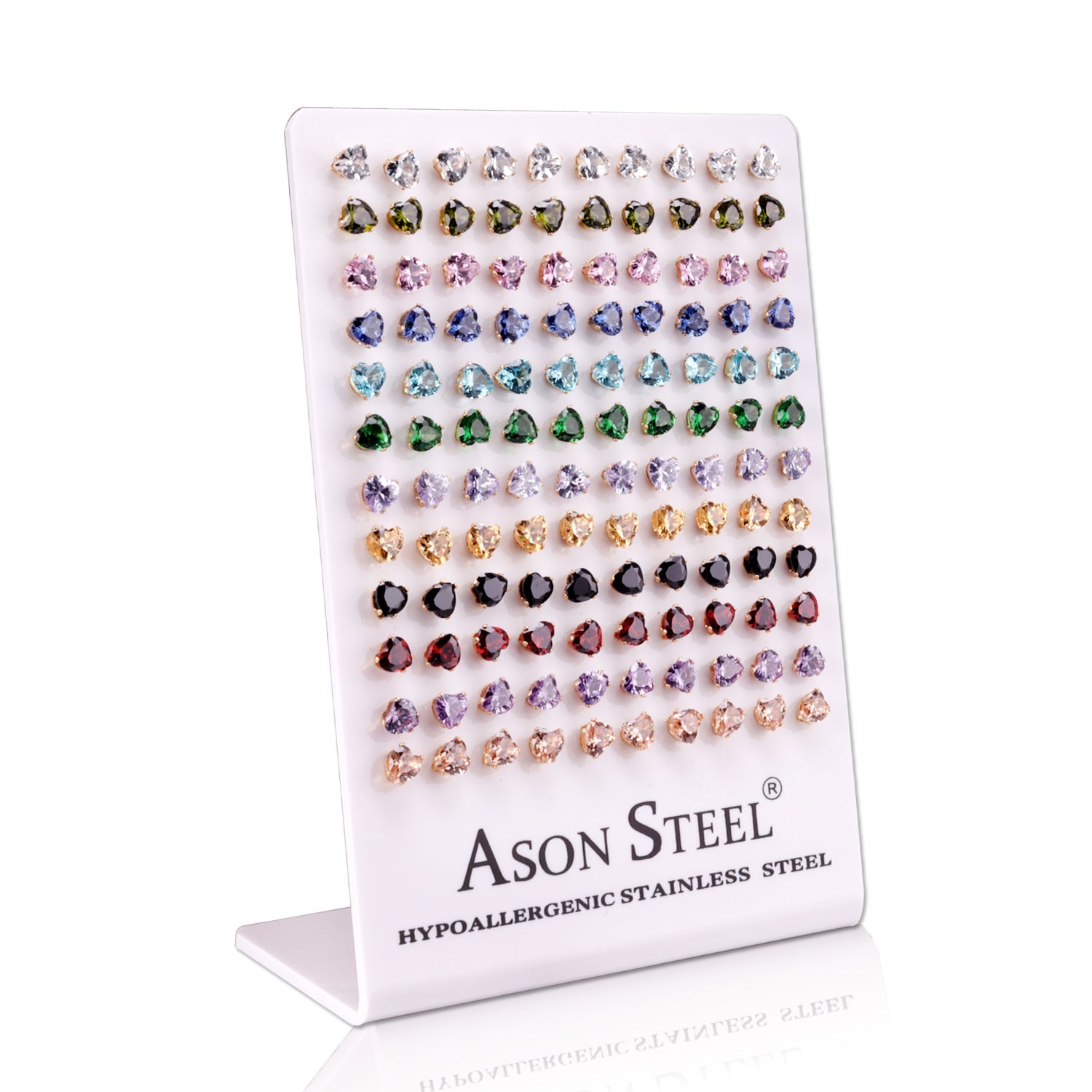 6mm Snapback Steel/Golden Heart Stud Earrings with Diamonds asonjewelry