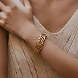 Wholesale Gold Stainless Steel Open Cuff Bracelets | 20mm & 3.6x18mm Stackable Bangles for Retail