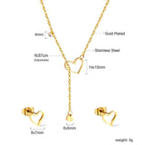 Wholesale Heart Cutout with Diamonds Jewelry Set Gold