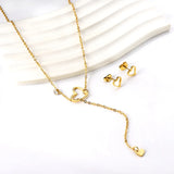 Wholesale Heart Cutout with Diamonds Jewelry Set Gold