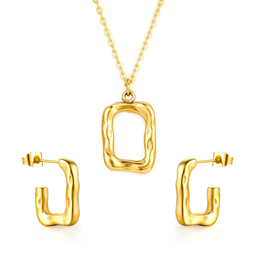 Wholesale Fashion Square Hollow Special-shaped Jewelry Set asonjewelry