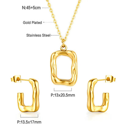 Wholesale Fashion Square Hollow Special-shaped Jewelry Set asonjewelry