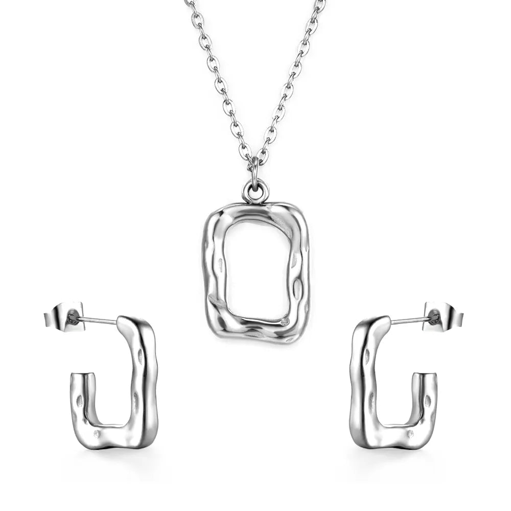 Wholesale Fashion Square Hollow Special-shaped Jewelry Set asonjewelry