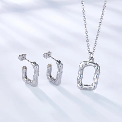Wholesale Fashion Square Hollow Special-shaped Jewelry Set asonjewelry