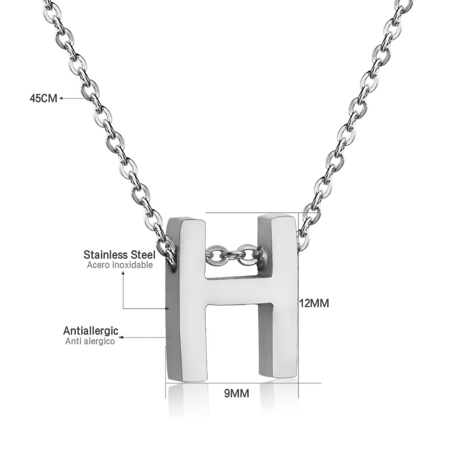 ASON Delicate Classic Style Initial 26 Letters Alphabet Chain Pendant Necklace Stainless Steel Color Jewelry Chokers asonjewelry