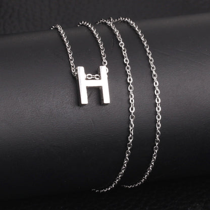 ASON Delicate Classic Style Initial 26 Letters Alphabet Chain Pendant Necklace Stainless Steel Color Jewelry Chokers asonjewelry