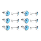 12 pairs 4mm/6mm/8mm Steel Color/Gold Turquoise Screwback Earrings