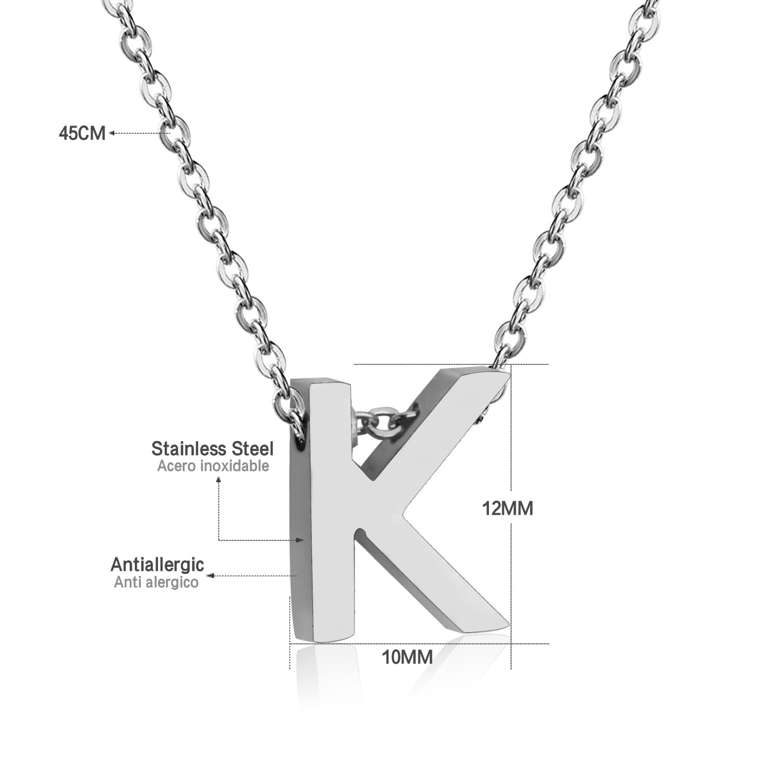 ASON Delicate Classic Style Initial 26 Letters Alphabet Chain Pendant Necklace Stainless Steel Color Jewelry Chokers asonjewelry