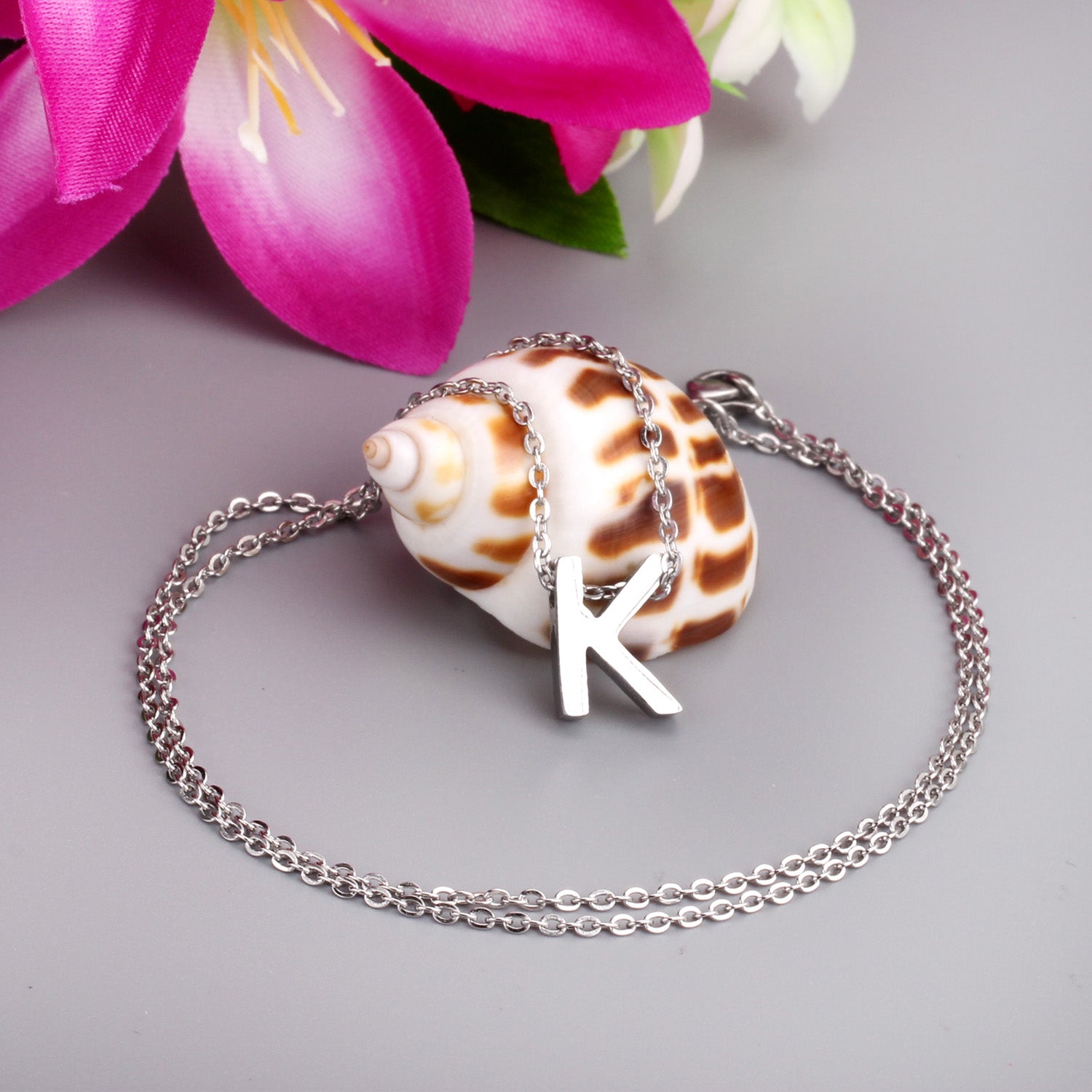 ASON Delicate Classic Style Initial 26 Letters Alphabet Chain Pendant Necklace Stainless Steel Color Jewelry Chokers asonjewelry