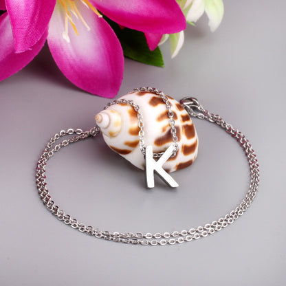 ASON Delicate Classic Style Initial 26 Letters Alphabet Chain Pendant Necklace Stainless Steel Color Jewelry Chokers asonjewelry