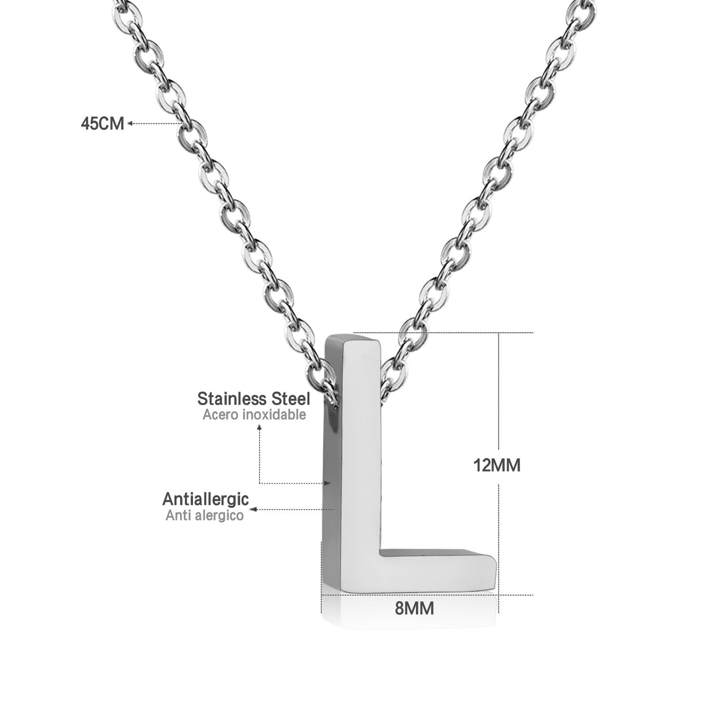 ASON Delicate Classic Style Initial 26 Letters Alphabet Chain Pendant Necklace Stainless Steel Color Jewelry Chokers asonjewelry