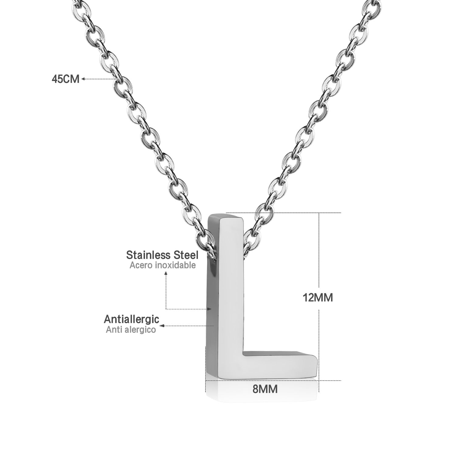 ASON Delicate Classic Style Initial 26 Letters Alphabet Chain Pendant Necklace Stainless Steel Color Jewelry Chokers asonjewelry