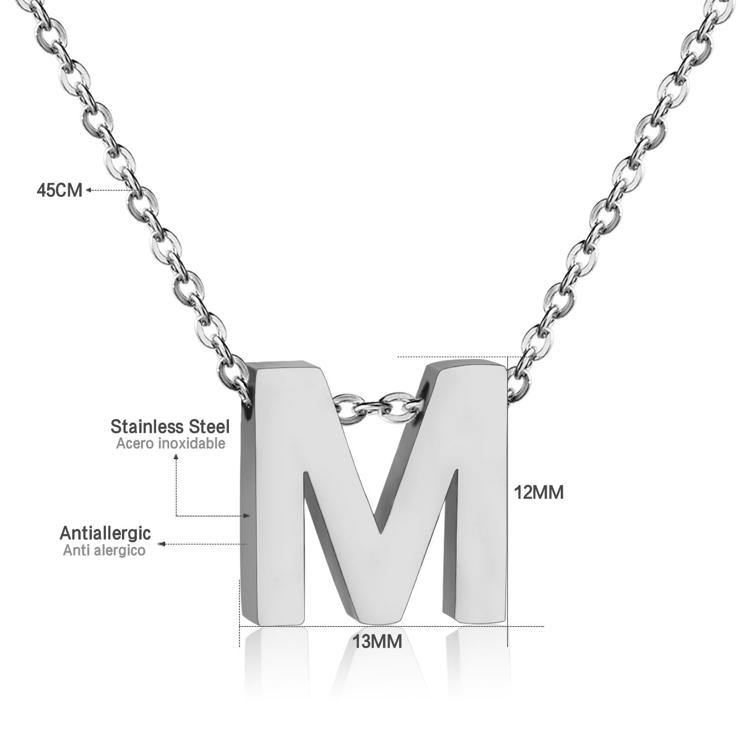 ASON Delicate Classic Style Initial 26 Letters Alphabet Chain Pendant Necklace Stainless Steel Color Jewelry Chokers asonjewelry