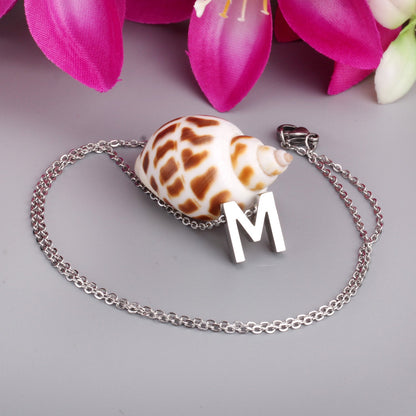 ASON Delicate Classic Style Initial 26 Letters Alphabet Chain Pendant Necklace Stainless Steel Color Jewelry Chokers asonjewelry