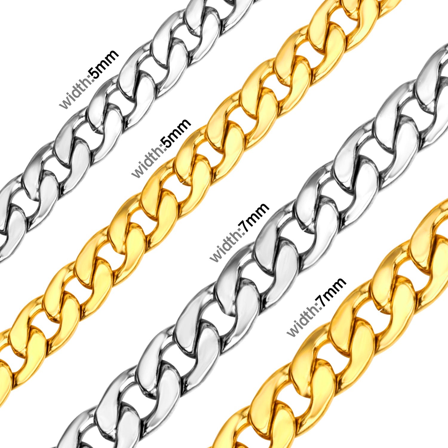 Fashion Men Women Popular 5mm & 7mm Necklace Chain asonjewelry