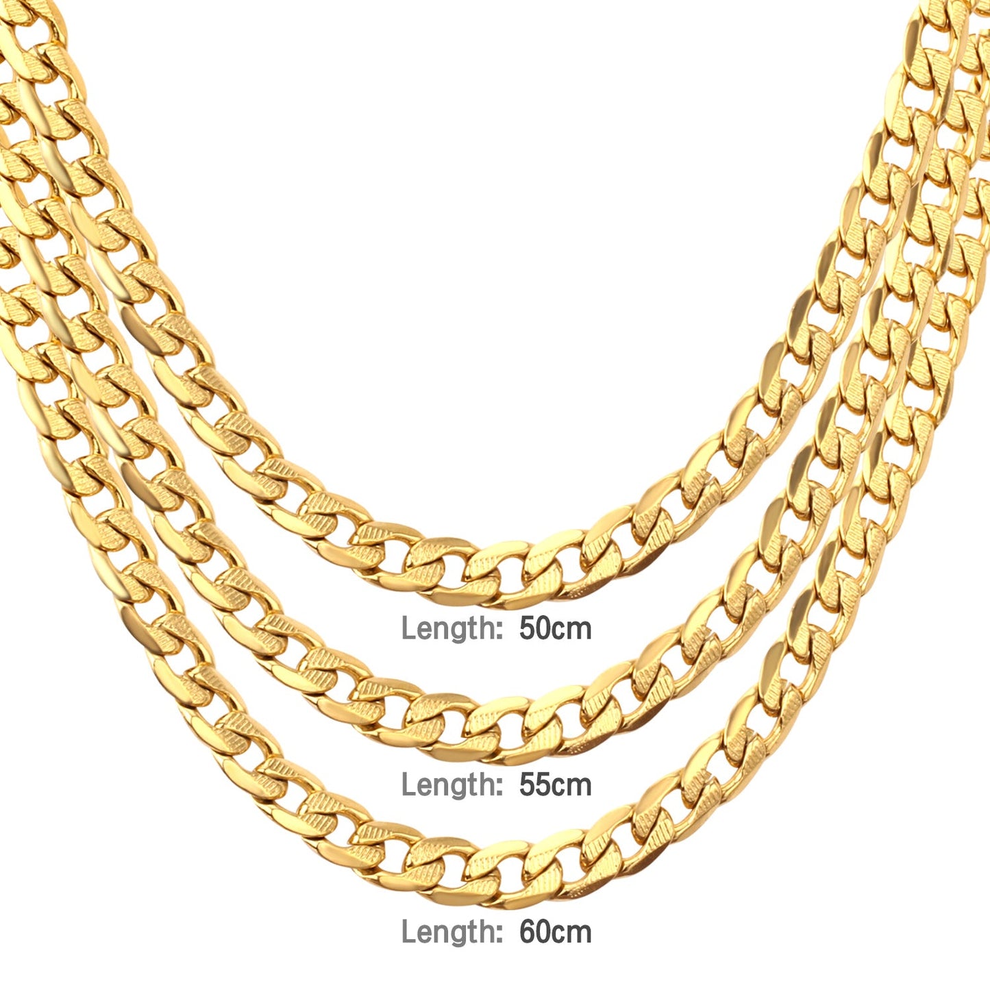50CM & 55CM & 60CM Steel/Gold/Mixed Color Chain Set + 6MM Bracelet asonjewelry