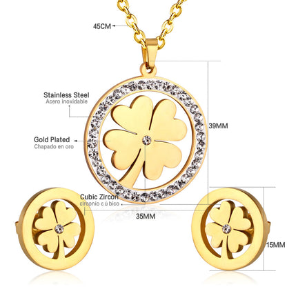 Steel/Golden Smooth Partial Surface Stick Diamond Wispy Small Flower Cut Jewelry Set asonjewelry