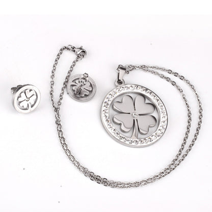 Steel/Golden Smooth Partial Surface Stick Diamond Wispy Small Flower Cut Jewelry Set asonjewelry