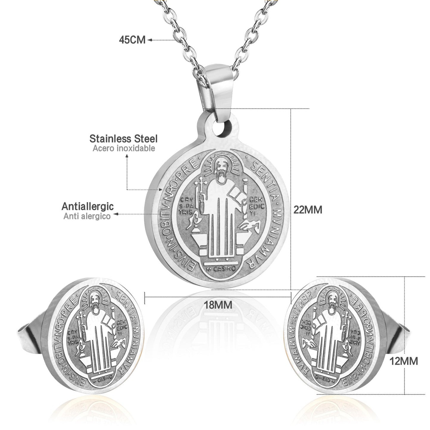 Steel/golden surface etching out the king pattern cut jewelry set without diamonds asonjewelry