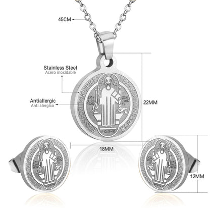 Steel/golden surface etching out the king pattern cut jewelry set without diamonds asonjewelry