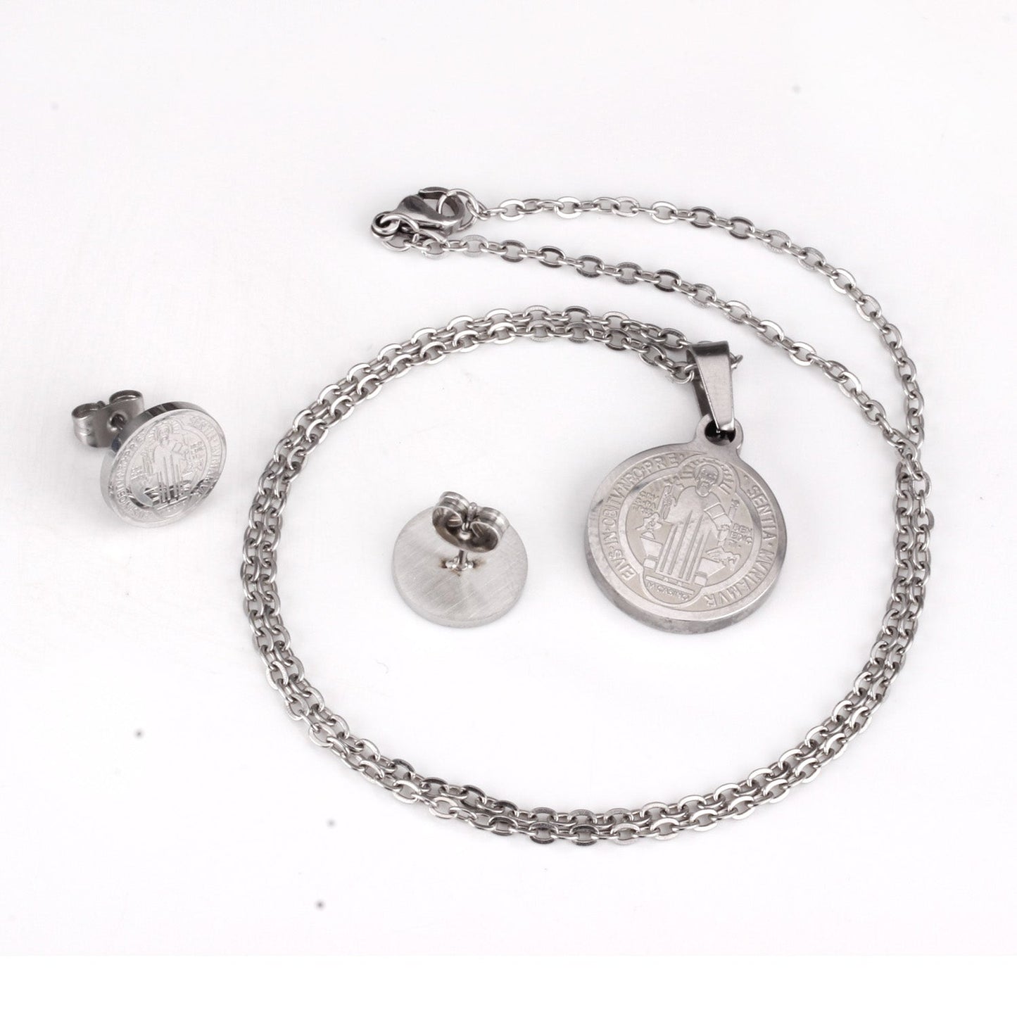 Steel/golden surface etching out the king pattern cut jewelry set without diamonds asonjewelry