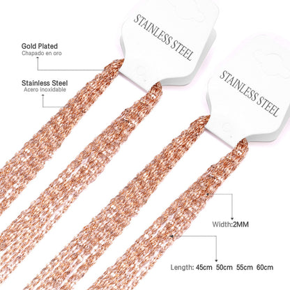ASON 10pcs / 2mm*45cm 50cm 55cm 60cm Lips Stainless Steel Chains asonjewelry