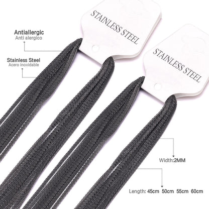 ASON 10pcs / 2mm*45cm 50cm 55cm 60cm Flat Mesh with Chains asonjewelry