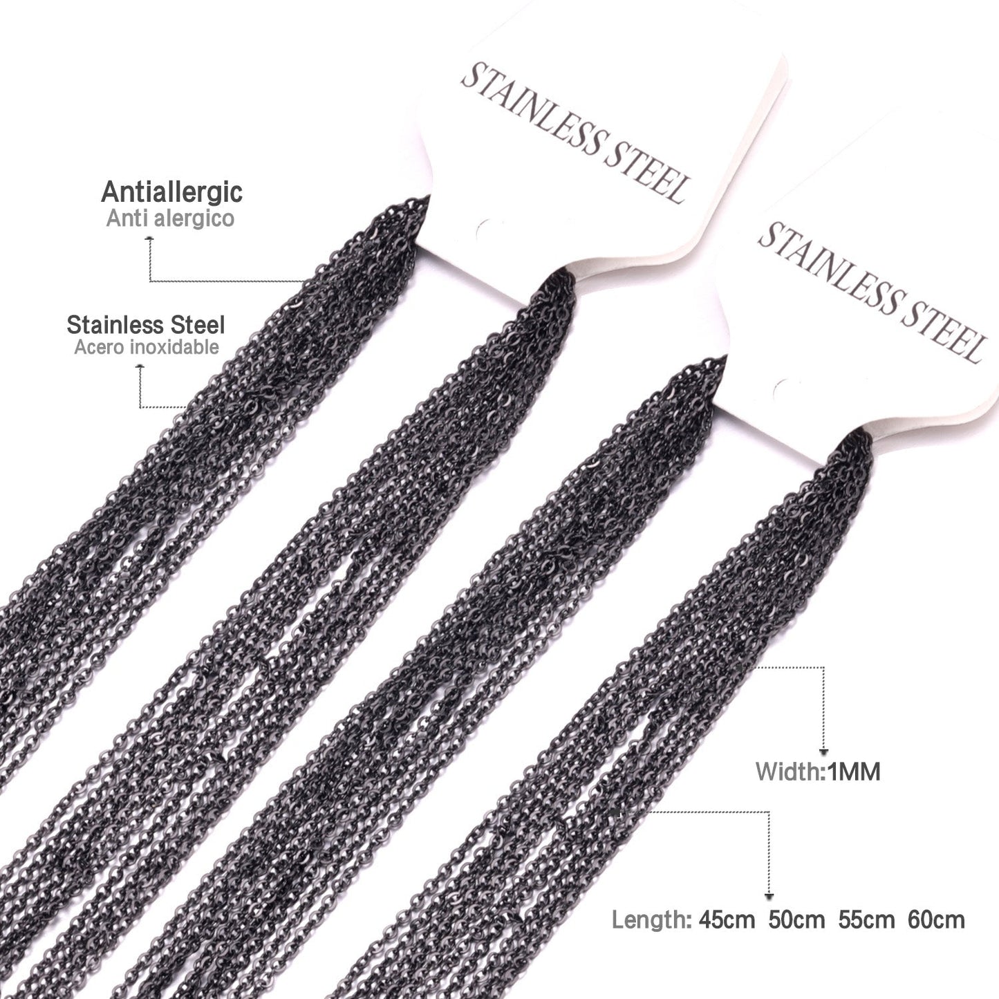 ASON 10pcs / 1mm~2mm Cross Link Stainless Steel asonjewelry