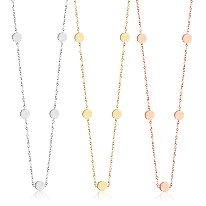 Three colors circle pendant necklace 35+15cm