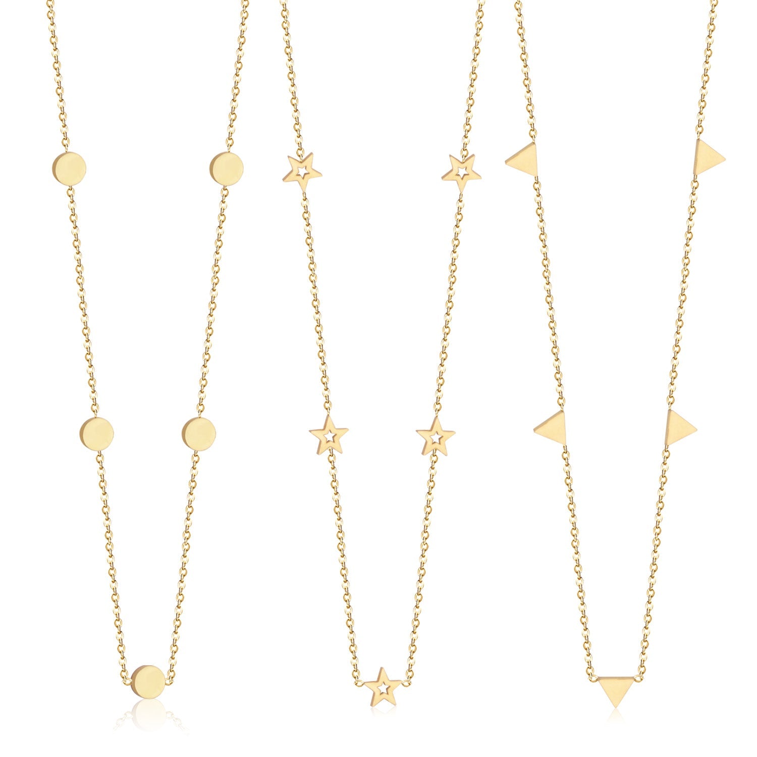 Triangle pendant necklace in three colors 35+15cm asonjewelry