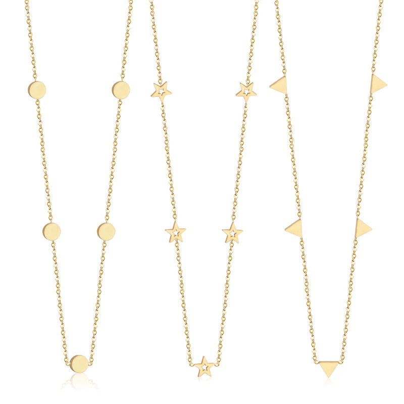Triangle pendant necklace in three colors 35+15cm