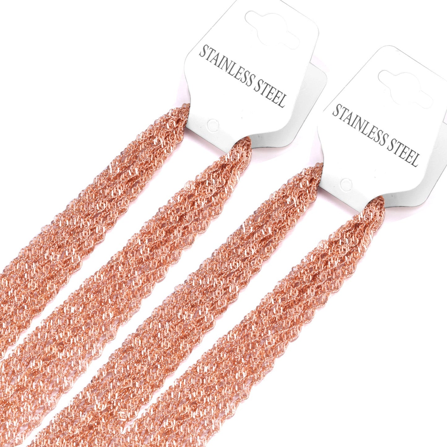 ASON 10pcs / 2mm*45cm 50cm 55cm 60cm Stainless Steel Chain with Ripple Shape asonjewelry