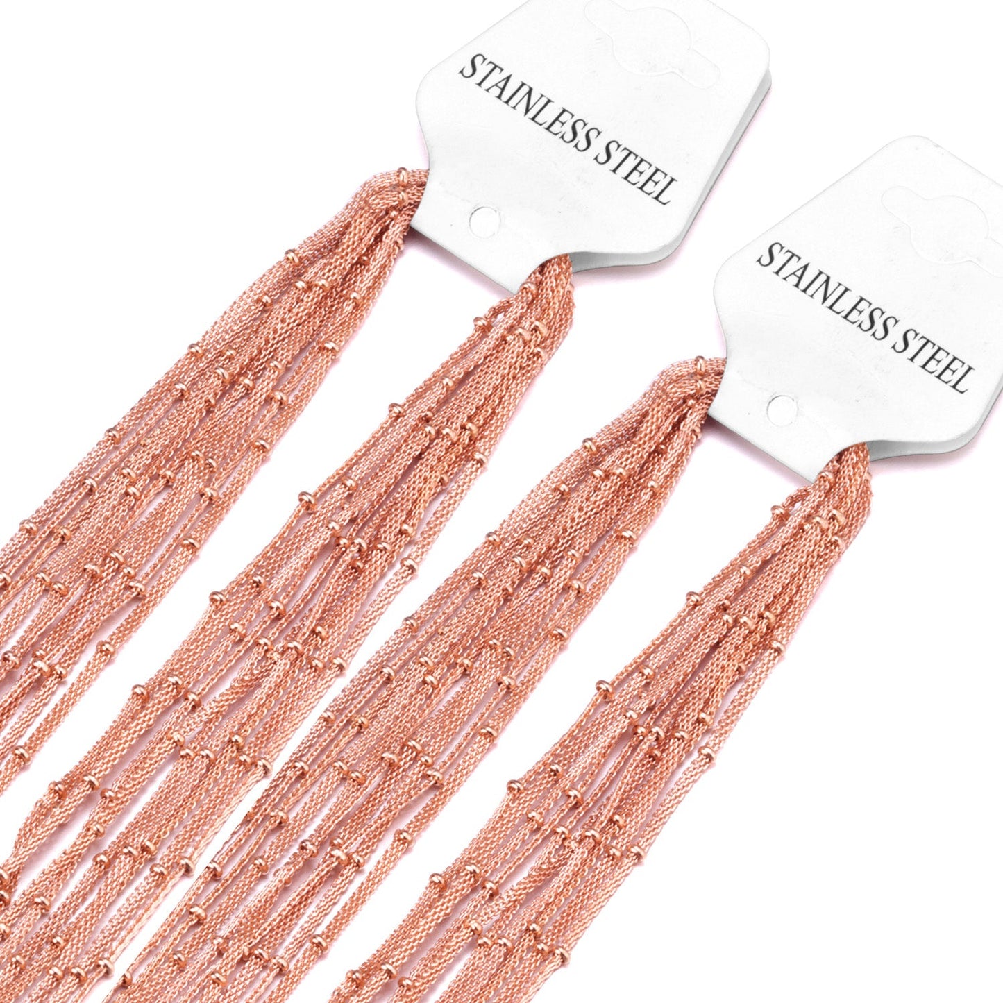 ASON 10pcs / 2mm*45cm 50cm 55cm 60cm Flat Mesh & Beads Stainless Steel with Chains asonjewelry