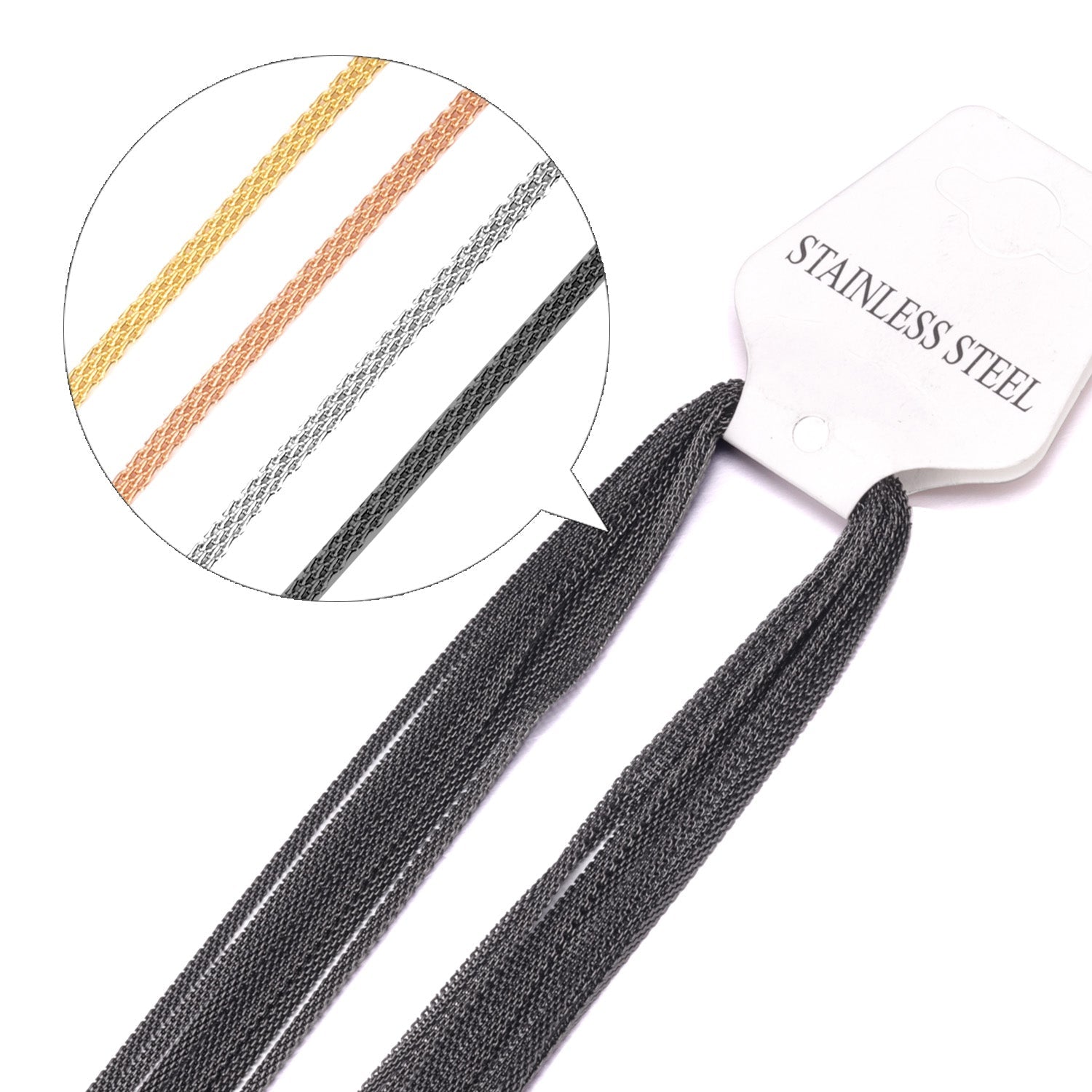 ASON 10pcs / 2mm*45cm 50cm 55cm 60cm Flat Mesh with Chains asonjewelry