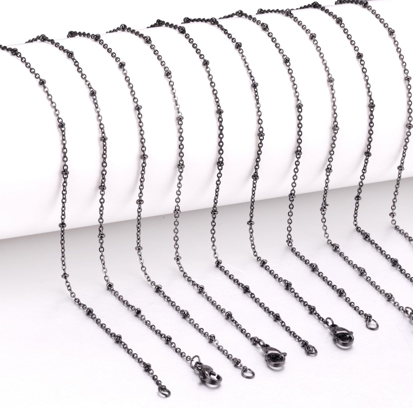 ASON 10pcs/bulk long necklace collar 2MM steel color & gold color & rose gold & black stainless steel necklace wholesale asonjewelry