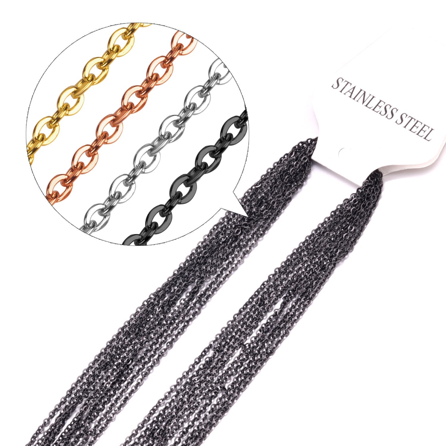 ASON 10pcs / 1mm~2mm Cross Link Stainless Steel asonjewelry