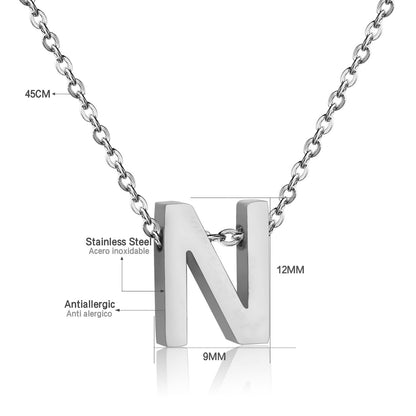 ASON Delicate Classic Style Initial 26 Letters Alphabet Chain Pendant Necklace Stainless Steel Color Jewelry Chokers asonjewelry