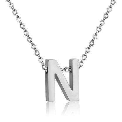ASON Delicate Classic Style Initial 26 Letters Alphabet Chain Pendant Necklace Stainless Steel Color Jewelry Chokers asonjewelry