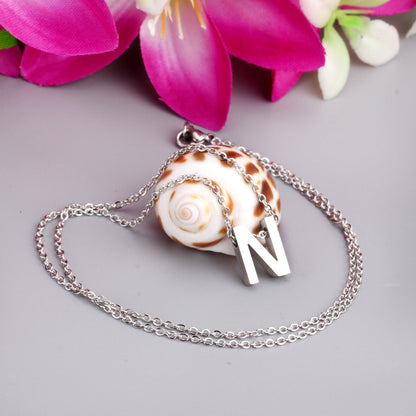 ASON Delicate Classic Style Initial 26 Letters Alphabet Chain Pendant Necklace Stainless Steel Color Jewelry Chokers asonjewelry