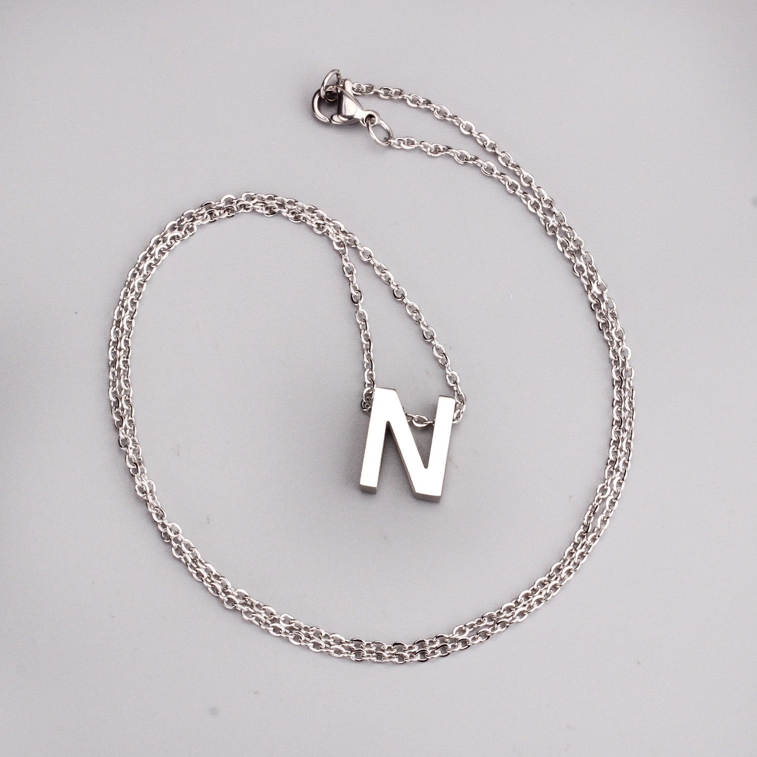 ASON Delicate Classic Style Initial 26 Letters Alphabet Chain Pendant Necklace Stainless Steel Color Jewelry Chokers asonjewelry