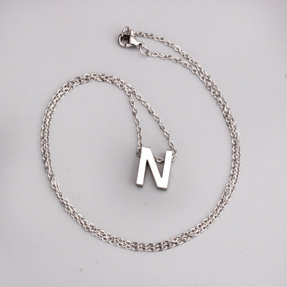 ASON Delicate Classic Style Initial 26 Letters Alphabet Chain Pendant Necklace Stainless Steel Color Jewelry Chokers asonjewelry