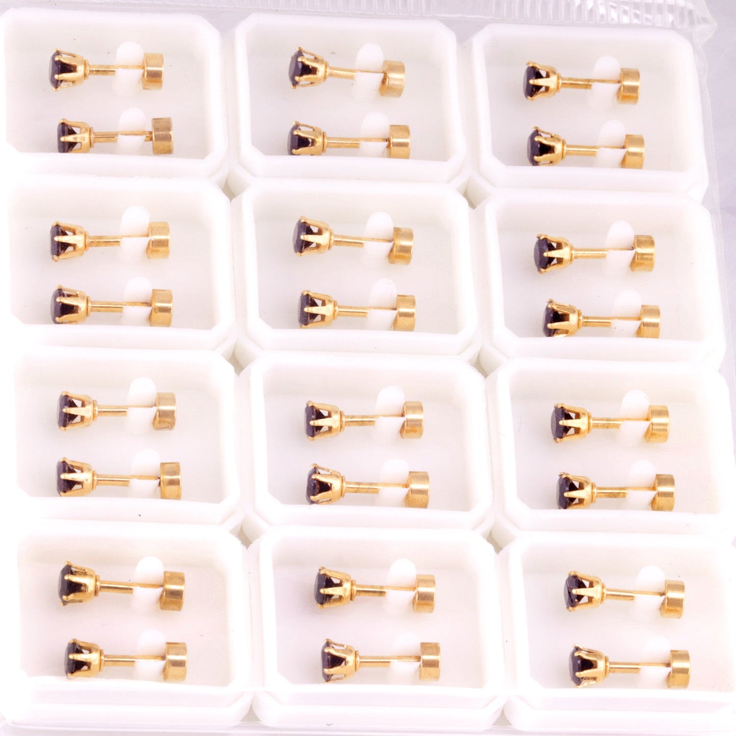 12 pcs3mm~7mm round white diamond screw plugs in gold/steel color asonjewelry