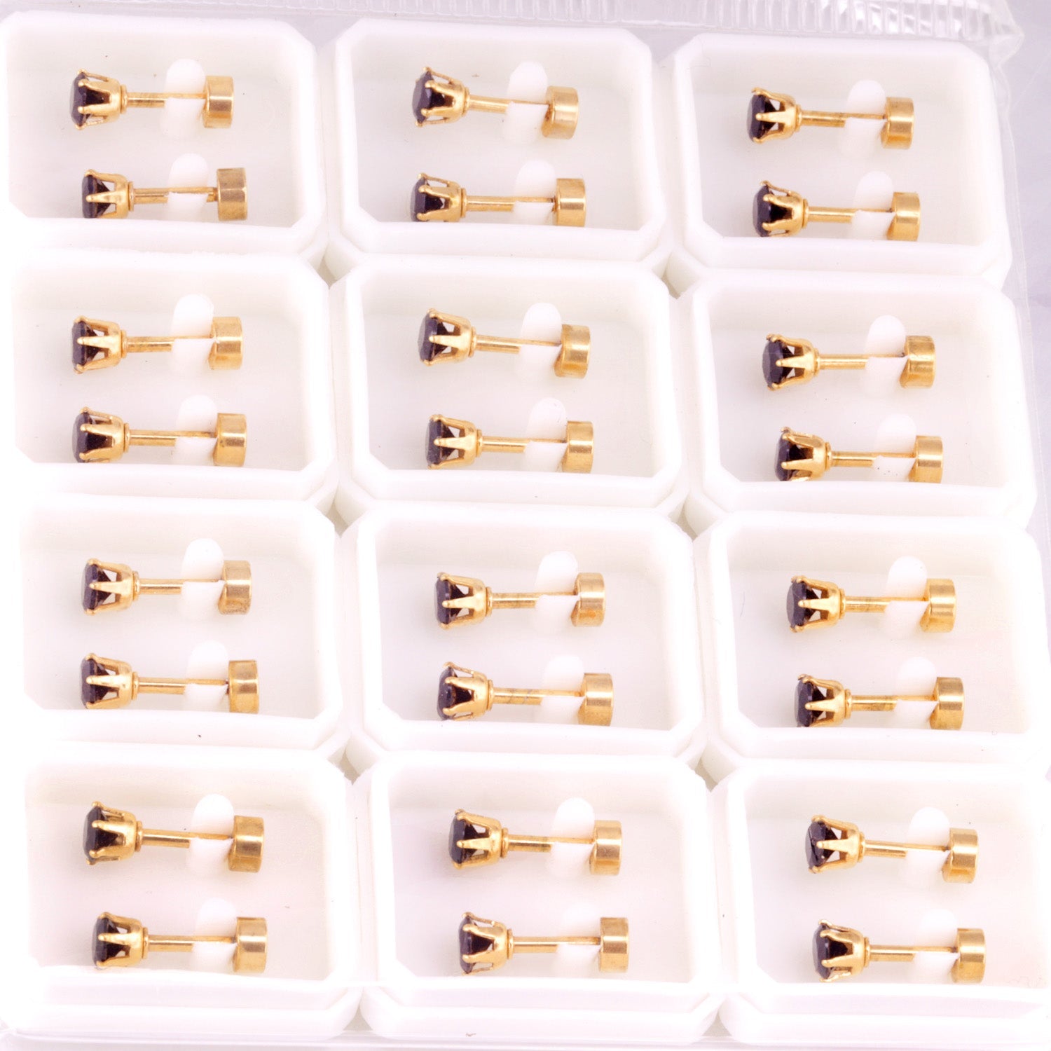 12 pcs3mm~7mm round white diamond screw plugs in gold/steel color asonjewelry
