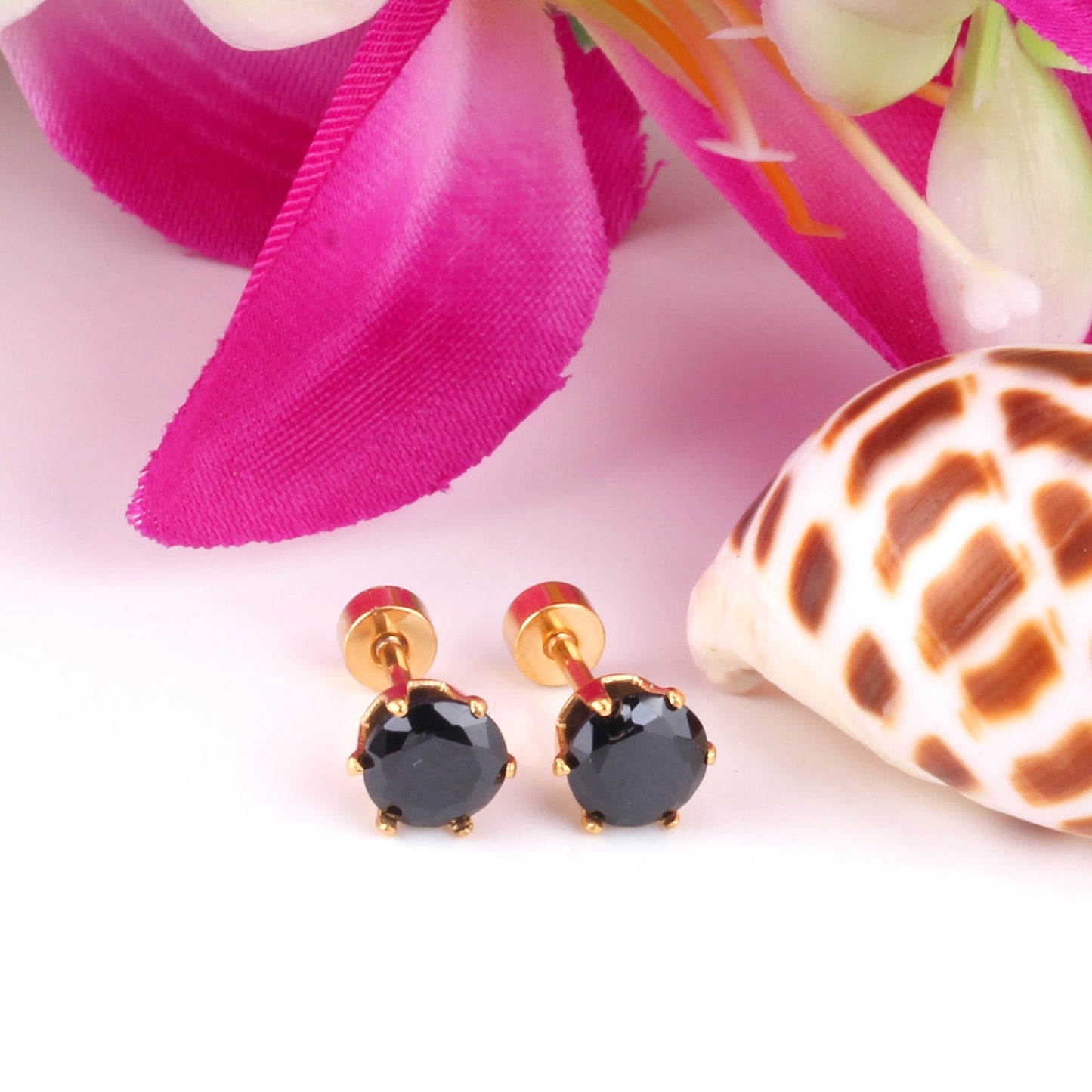 12 pcs3mm~7mm round white diamond screw plugs in gold/steel color asonjewelry