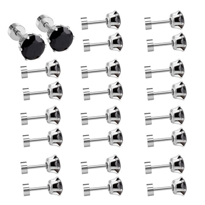 12 pcs3mm~7mm round white diamond screw plugs in gold/steel color asonjewelry