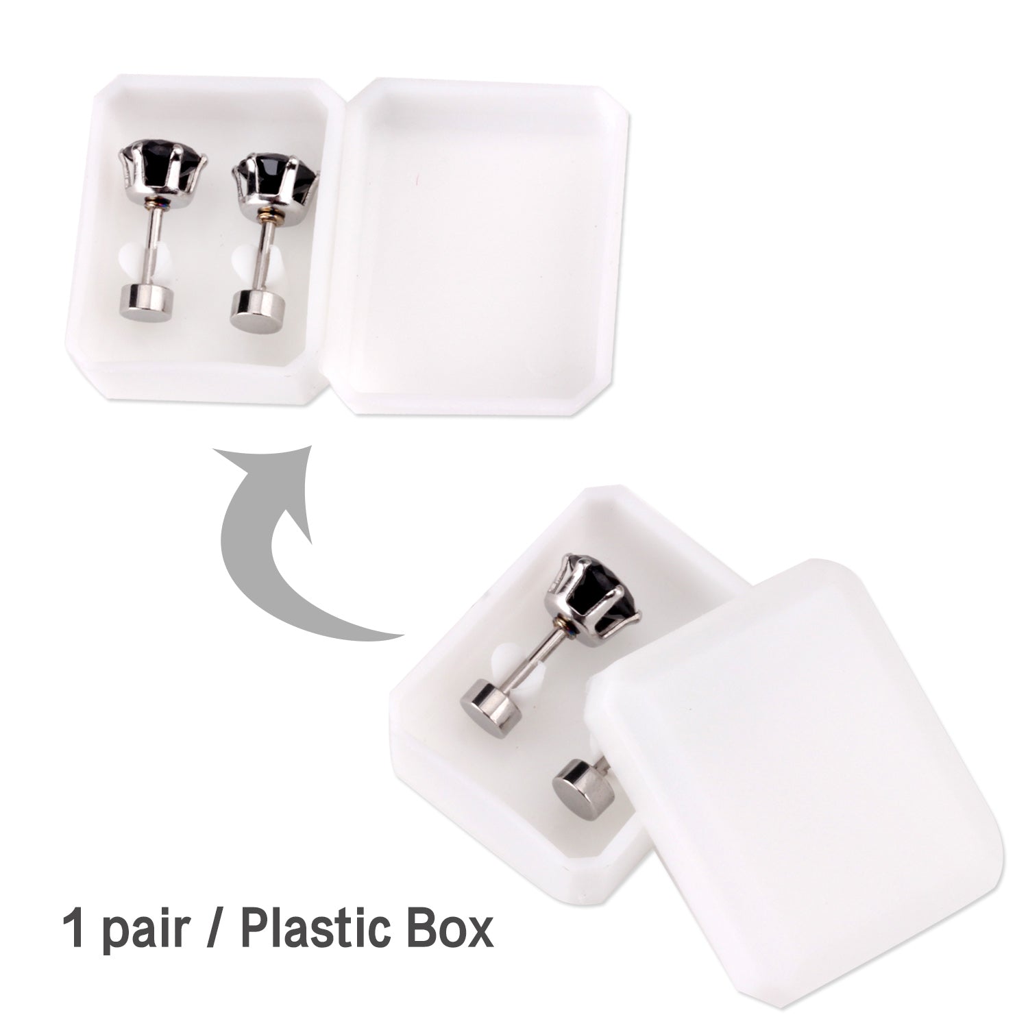 12 pcs3mm~7mm round white diamond screw plugs in gold/steel color asonjewelry