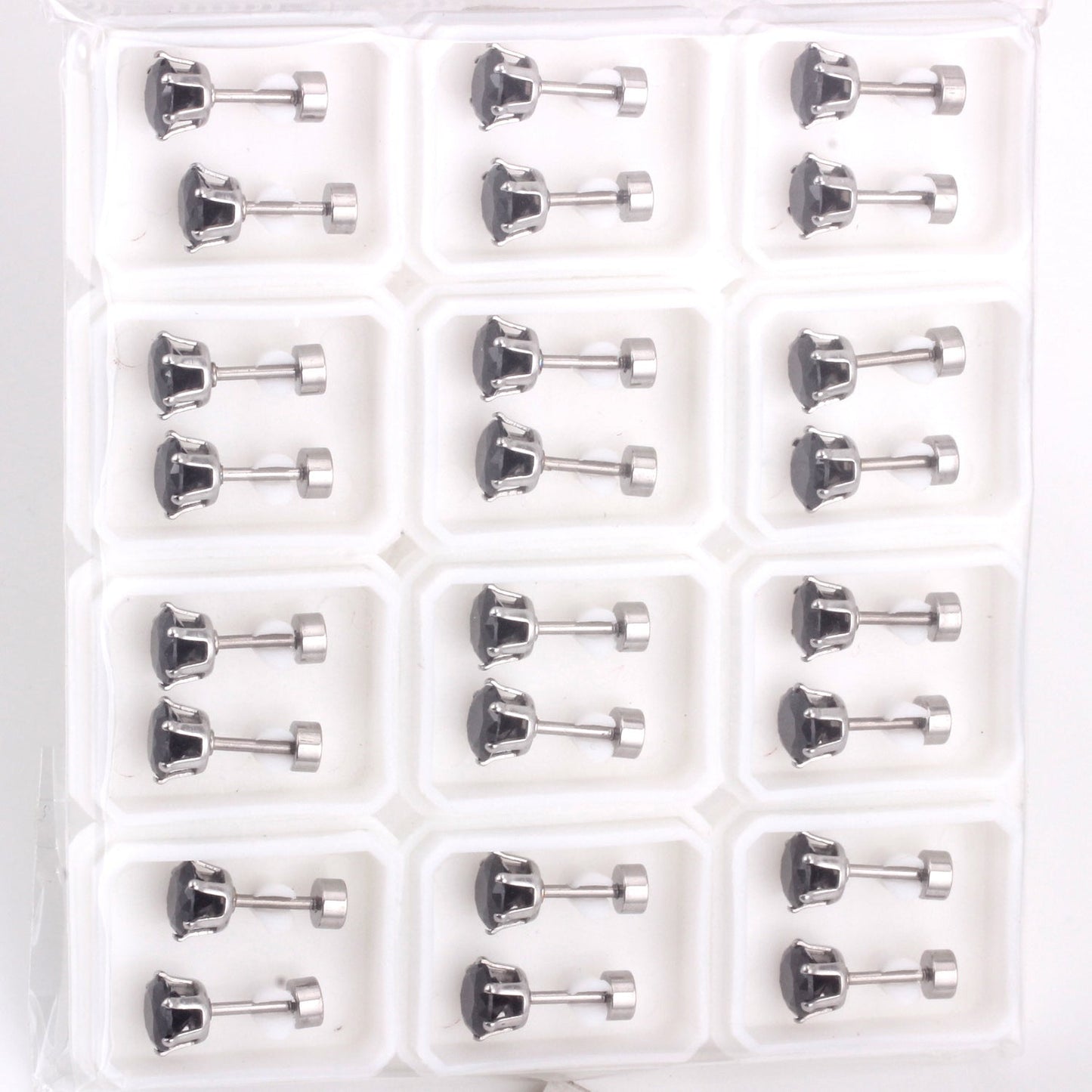 12 pcs3mm~7mm round white diamond screw plugs in gold/steel color asonjewelry