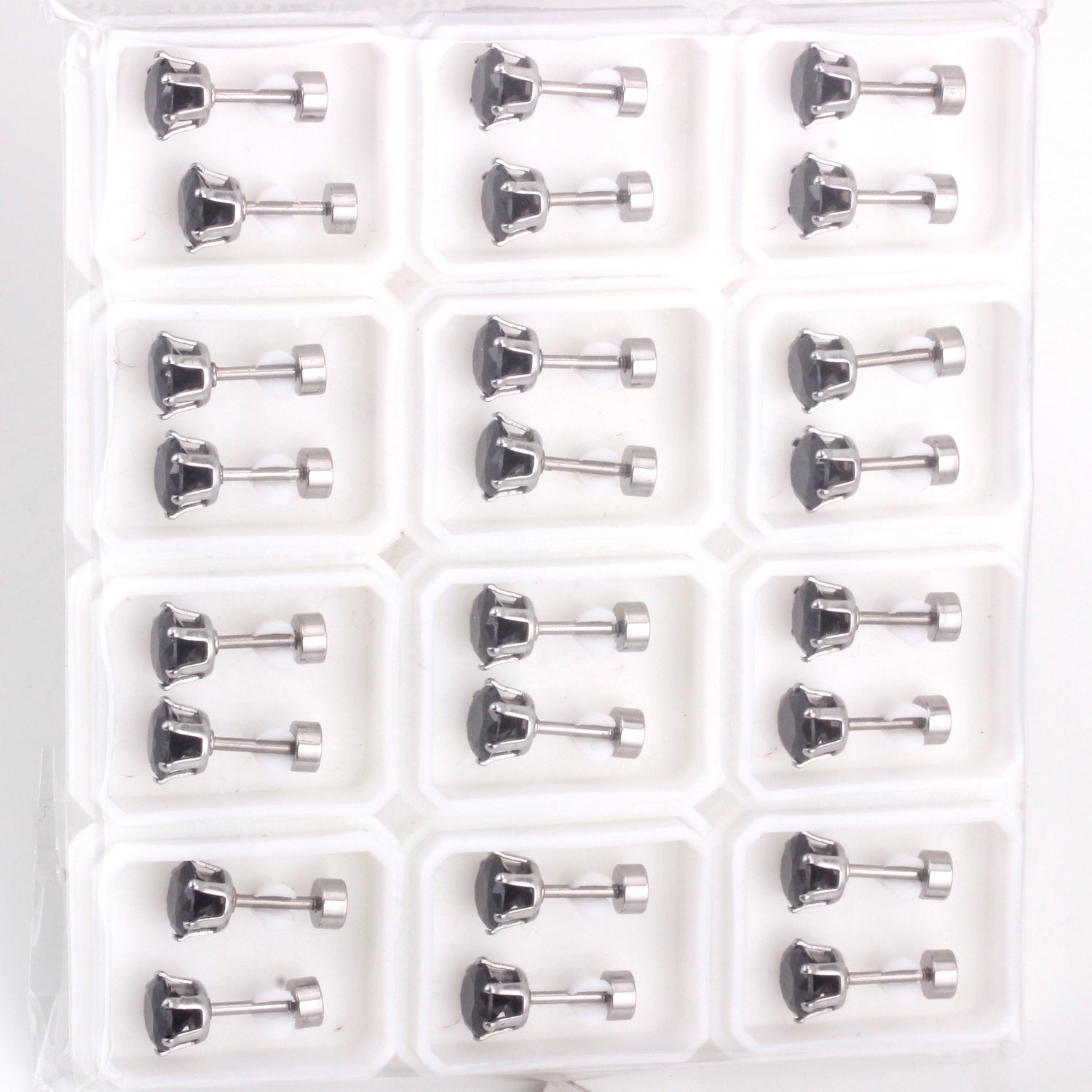 12 pcs3mm~7mm round white diamond screw plugs in gold/steel color asonjewelry