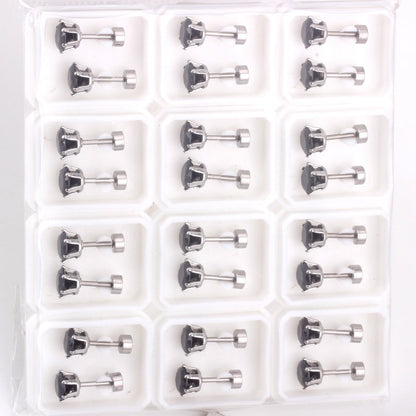 12 pcs3mm~7mm round white diamond screw plugs in gold/steel color asonjewelry